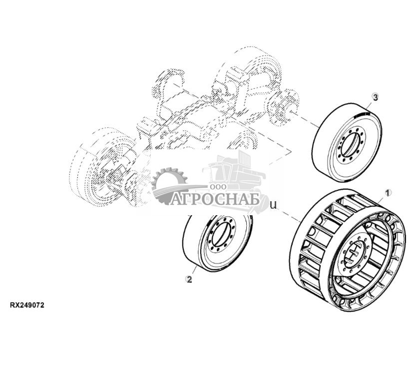 Передняя и задняя приводные звездочки, натяжные колеса, широкая ходовая часть (задняя часть, показана левая сторона) - ST827161 862.jpg